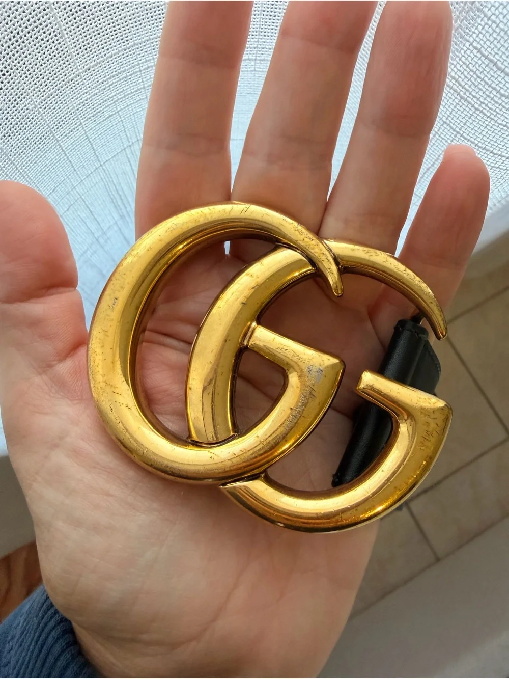 Gucci GG Authentic Marmont Leather Belt Gold Double G Buckle 90
